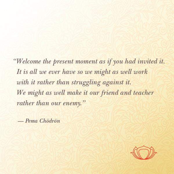 Welcome to the present moment...Pema Chodron